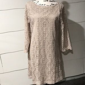 Sharagano Size 10 Taupe Lace Dress EUC